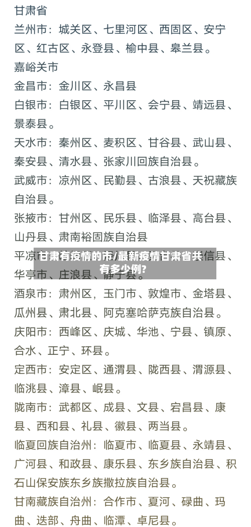 甘肃有疫情的市/最新疫情甘肃省共有多少例?